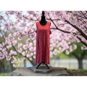 Isaac Mizrahi Live Womens XL Petite Dusty Rose Pink Floral Lace Sleeveless Hi-Lo